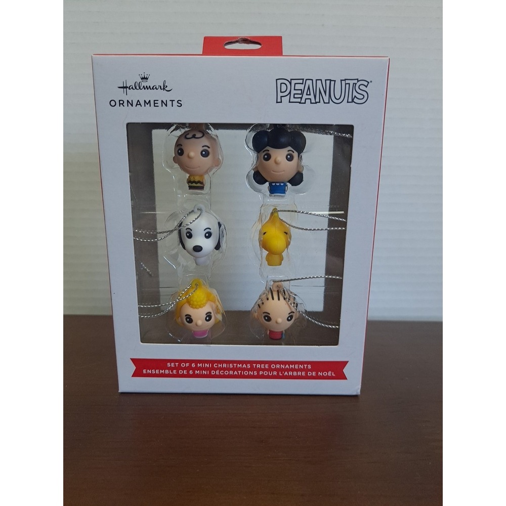 HALLMARK ORNAMENTS PEANUTS 6 MINI TREE ORNAMENT SET LINUS SNOOPY SALLY Charlie